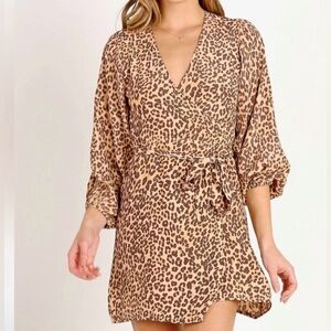 Faithful the Brand: Leopard Print Wrap Mini Dress